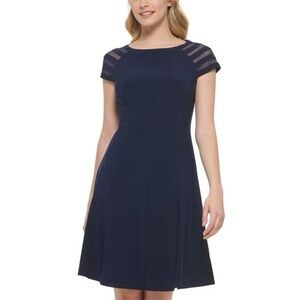 Jessica Howard Women's Illusion Striped-Sleeve Dress Blue Size 6 NWT 99.00